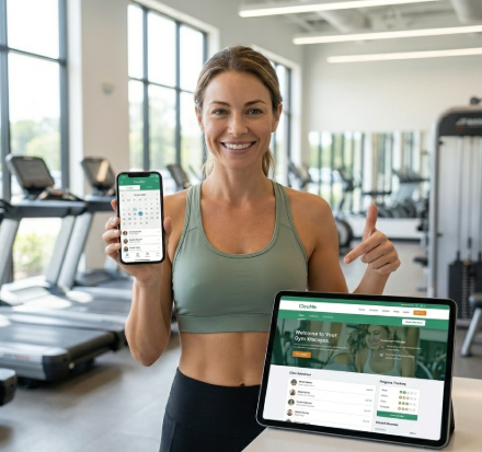 fitness center website and mobile app for customers